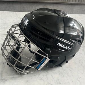 Bauer Black Helmet with Silver Cage